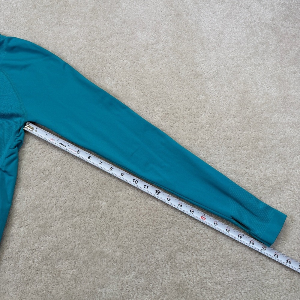 Title Nine Prowess Base Layer Shirt Women's M Teal Green Ruched Nylon Polyester - Picture 5 of 7